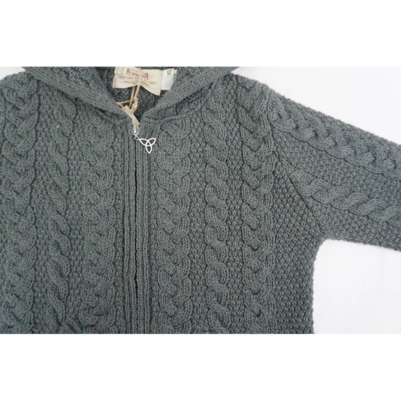 Aran Celtic knot zip up hooded sweater - Picture 2 of 6